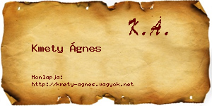 Kmety Ágnes névjegykártya