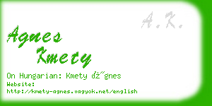 agnes kmety business card